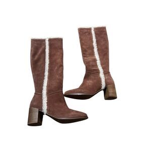 Seychelles‎ Brown Suede Leather Knee High Heeled Boots Women's Size 7.5 Anthro
